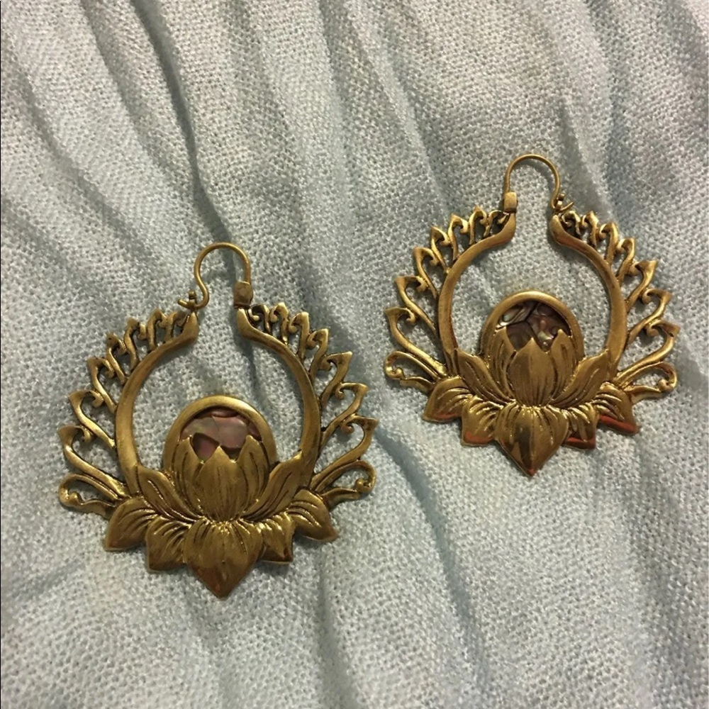 Gold Earrings with Abalone Shell Detail